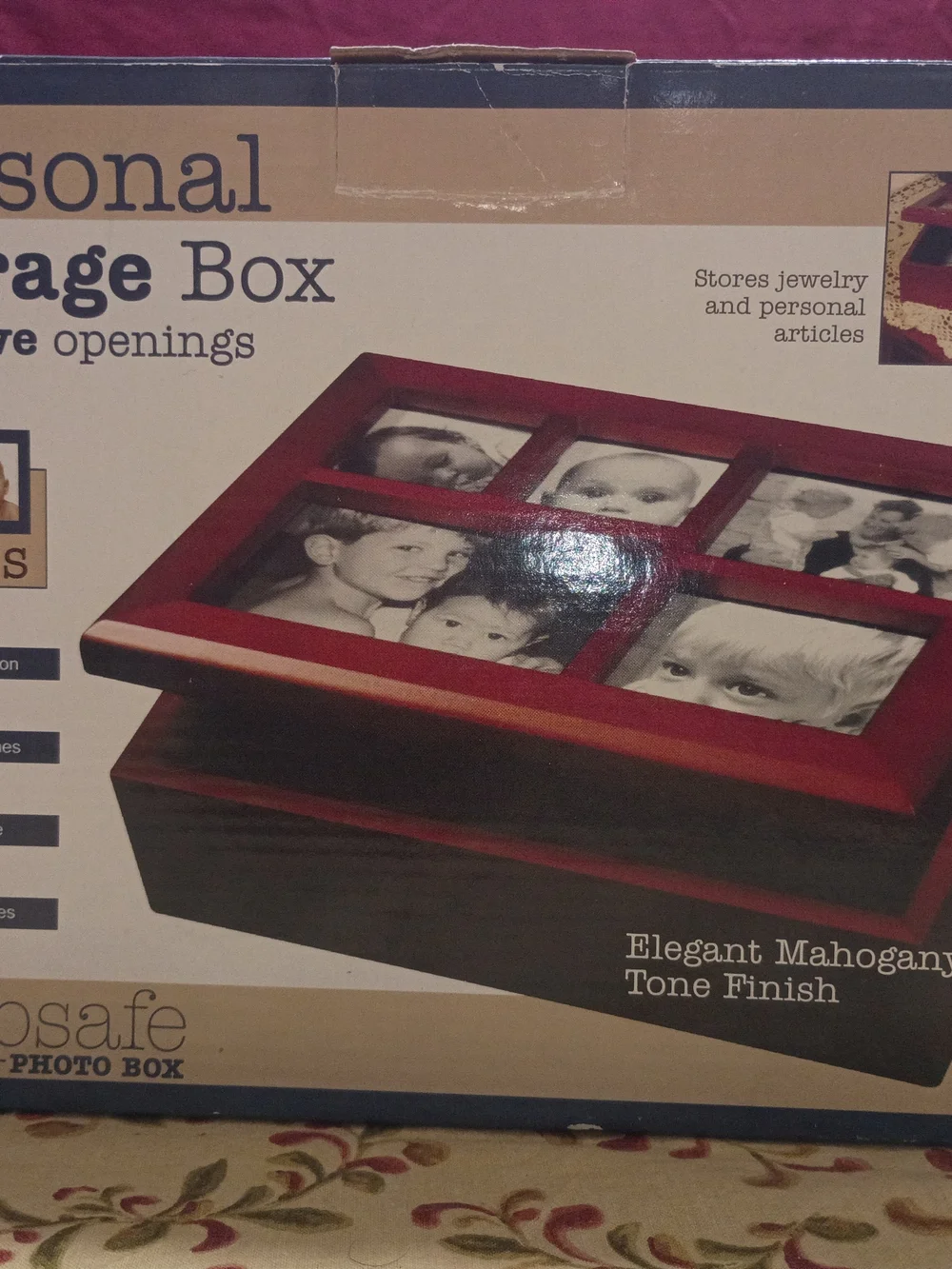 Wooden Jewelry Storage Box - Dark Cherry Finish